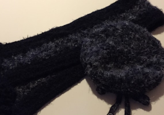 Badee Couture crochet design called Tam It Gray & Black.